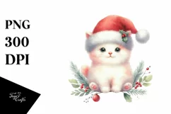 a Cute Christmass Cat with Santa Hat PNG Product Image 3