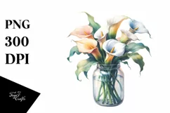 Watercolor Jar with Large Calla Lily | Sublimation Clipart Product Image 3