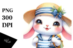 Vibrant Baby Rabbit in Sailor Outfit PNG Product Image 1