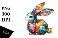 Colorful Bunny with Golden Insertions PNG Product Image 1