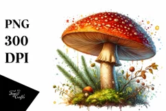 Detailed Mushroom Watercolor PNG Product Image 3
