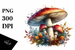 Detailed Mushroom Watercolor PNG Product Image 1