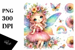 Colorful Small Cute Fairy | Sublimation Clipart Product Image 1