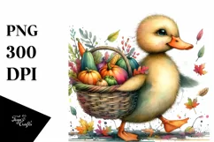 Colorful Baby Duck Autumn Vegetables | Sublimation | Clipart Product Image 1