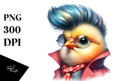 Funny Model Chicken with Cool Haircut, PNG Product Image 1