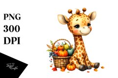 Colorful Baby Giraffe Autumn Vegetables | Sublimation | Product Image 1