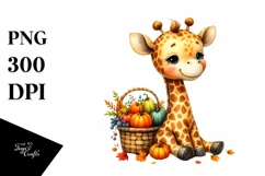 Colorful Baby Giraffe Autumn Vegetables | Sublimation | Product Image 1