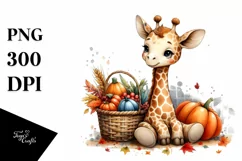 Colorful Baby Giraffe Autumn Vegetables | Sublimation | Product Image 1