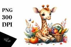 Colorful Baby Giraffe Autumn Vegetables | Sublimation | Product Image 1