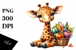 Colorful Baby Giraffe Autumn Vegetables | Sublimation | Product Image 3