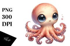 Watercolor Baby Octopus PNG Product Image 1