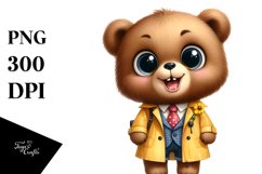 Baby Bear Raincoat Expression | Sublimation | Clipart Product Image 1