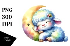 Colorful Baby Lamb Smiling Moon Clipart Product Image 3