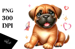 Joyful Cartoon Bullmastiff, Transparent PNG Product Image 1