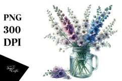 Watercolor Jar | Large Delphinium Clipart Product Image 1