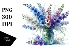 Watercolor Jar | Large Delphinium Clipart Product Image 1