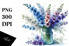 Watercolor Jar | Large Delphinium Clipart Product Image 1