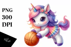 Cute Baby Unicorn Playing Basketball Product Image 1