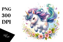 Colorful Tumbling Baby Unicorn with Spring Petals Product Image 1