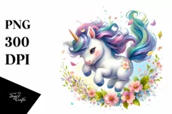 Colorful Tumbling Baby Unicorn with Spring Petals Product Image 1