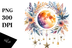 Boho Moon Foliage Stars | Sublimation | Clipart Product Image 1