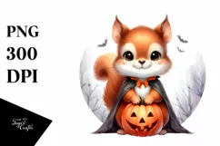 Cute Baby Squirrel with Halloween Costume PNG Product Image 1