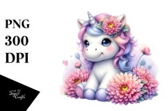 Colorful Baby Unicorn Chrysanthemum Clipart Product Image 3