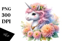 Colorful Baby Unicorn Chrysanthemum Clipart Product Image 1