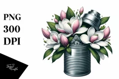 Detailed Sprinkler Can with Magnolia | Sublimation Clipart Product Image 1