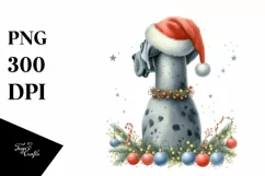 Cute Great Dane with Santa Hat, Summer PNG Product Image 1