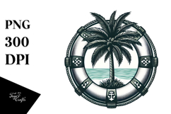 Vintage Tropical Tree Beach Buoy PNG Product Image 1
