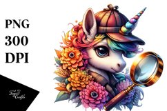 Colorful Baby Unicorn with Magnifying PNG Product Image 1