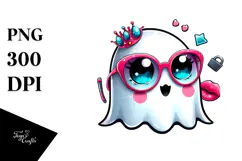 Funny Cute Ghost with Glam Accessories PNG Product Image 1