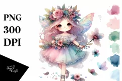 Colorful Whimsical Fairy Watercolor Sublimation Clipart Product Image 1