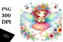 Colorful Whimsical Fairy Watercolor Sublimation Clipart Product Image 1
