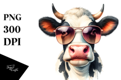 Graceful Cow with Funny Sunglasses PNG Product Image 1
