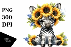 Whimsical Flowers,Baby Zebra |Clipart Product Image 3