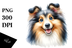 Watercolor Painting with Cute Baby Shetland Sheepdog Product Image 1