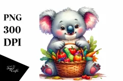 Artistic Koala,Basket of Vegetables |Clipart Product Image 3