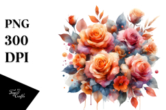 Glossy Petals Orange Roses Watercolor Abstract PNG Product Image 1