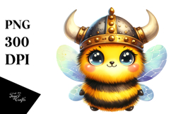 Vibrant Baby Bee with Viking Helmet PNG Product Image 1