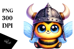 Vibrant Baby Bee with Viking Helmet PNG Product Image 1