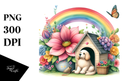 Watercolor DOG House | Large Flower Clipart Product Image 1
