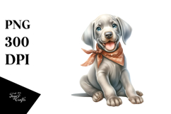 Happy Weimaraner Puppy, Artistic PNG Product Image 1