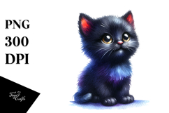 Watercolor Cute Baby Black Cat Product Image 1