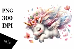 Baby Unicorn Tumbling Spring Petals | Clipart Product Image 3