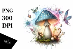 Magical Mushroom Watercolor PNG Product Image 1