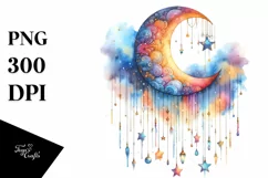 Whimsical Half Moon Clipart, Transparent PNG Product Image 3
