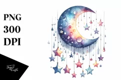 Whimsical Half Moon Clipart, Transparent PNG Product Image 3