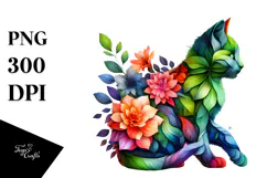 Vibrant Watercolor Kitten PNG Product Image 1